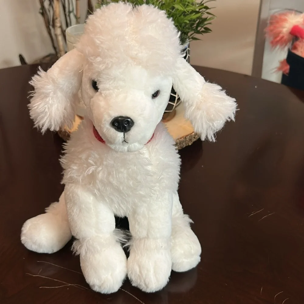 FAO Schwarz Plush Poodle White Stuffed Dog Animal Toy Approx‎ 12in